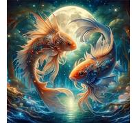 Jigsaw Puzzles for Adults 100 piece Moon Koi, 100 Piece Difficult jigsaw puzzles for adults, Challenging Jigsaws 100 pieces, Puzzle Game for The Whole for Women, Gifts for Men 35x35cm