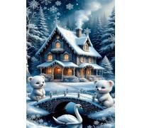 Jigsaw Puzzles for Adults 100 piece,Winter Villa Animals puzzles for adults,Classic Educational Games DIY Handwork Puzzle for Home Decor Gift