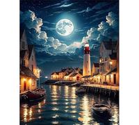 Jigsaw Puzzles for Adults 100 pieces,Coastal Town Lighthouse puzzles for adults,Classic Educational Games DIY Handwork Puzzle for Home Decor Gift