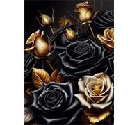 Jigsaw Puzzles for Adults 100 pieces,Golden Black Roses puzzles for adults,Classic Educational Games DIY Handwork Puzzle for Home Decor Gift