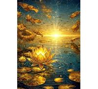 Jigsaw Puzzles for Adults 100 pieces,Golden Lotus Sunset puzzles for adults,Classic Educational Games DIY Handwork Puzzle for Home Decor Gift
