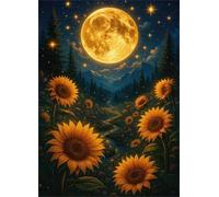 Jigsaw Puzzles for Adults 100 pieces,Golden Moon Sunflowers puzzles for adults,Classic Educational Games DIY Handwork Puzzle for Home Decor Gift