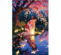 Jigsaw Puzzles for Adults 100 pieces,Lakeside Japanese Girl puzzles for adults,Classic Educational Games DIY Handwork Puzzle for Home Decor Gift