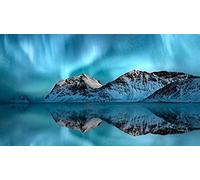 Jigsaw Puzzles for Adults 100 Pieces, Northern Lights over Lofoten Islands, Norway, Puzzles 45.5x35.5CM