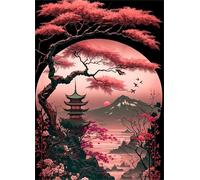 Jigsaw Puzzles for Adults 100 pieces,Pink Japanese Scenery puzzles for adults,Classic Educational Games DIY Handwork Puzzle for Home Decor Gift