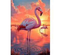 Jigsaw Puzzles for Adults 100 pieces,Sunset Lake Flamingos puzzles for adults,Classic Educational Games DIY Handwork Puzzle for Home Decor Gift