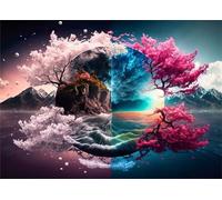 Jigsaw Puzzles for Adults 100 pieces,Yin-Yang Tree Scenery puzzles for adults,Classic Educational Games DIY Handwork Puzzle for Home Decor Gift