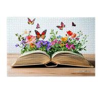 Jigsaw Puzzles for Adults 1000, 1000 Piece Jigsaw Puzzles for Adults, Wooden Puzzle Game for The Whole for Men, Magic Book Puzzle for Christmas Decorations, Gifts for Women, Butterfly Pattern, E-46