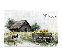 Jigsaw Puzzles for Adults 1000, 1000 Piece Jigsaw Puzzles for Adults, Wooden Puzzle Game for The Whole for Men, Cottage Puzzle for Christmas Decorations, Gifts for Women, Sunflower Pattern, A-50