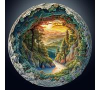 Jigsaw Puzzles for Adults 1000, 3D Visual Cave Forest, 1000 Piece Jigsaw Puzzle, 67.5 x 67.5cm Blue Card Round Puzzle, Colorful Puzzles for Home Decor, Christmas & Birthday Gifts for Family Friends