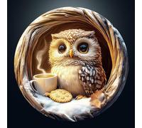 Jigsaw Puzzles for Adults 1000, 3D Visual Cave Owl 1000 Piece Jigsaw Puzzle, 67.5 x 67.5cm Blue Card Round Flat Puzzle, Colorful Puzzles for Home Decor, Christmas & Birthday Gifts for Family Friends