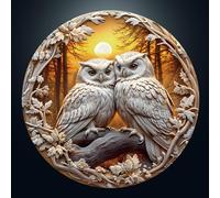 Jigsaw Puzzles for Adults 1000, 3D Visual White Owl 1000 Piece Jigsaw Puzzle, 67.5 x 67.5cm Blue Card Round Flat Puzzle, Colorful Puzzles for Home Decor, Christmas & Birthday Gifts for Family Friends