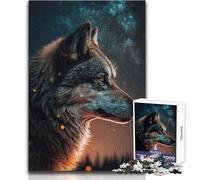 Jigsaw Puzzles for Adults 1000 A Wolf in The Starry Sky Toys Educational Games Wall Decoration Secret Santa Gifts Size 38x52cm