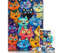 Jigsaw Puzzles for Adults 1000 Abstract Art Cat Teenager Puzzles,Challenging Game for Is Ideal As A Gift for The Whole Family 38x26cm