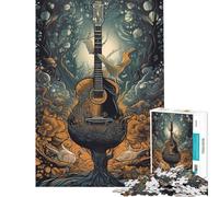 Jigsaw Puzzles for Adults 1000 Acoustic Guitar Forest Jigsaw for Adults Relaxing Games Presents for Women Challenging To Complete (38x52cm)