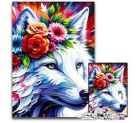 Jigsaw Puzzles for Adults 1000 Acrylic Majestic Blossoming Wolf Difficult Puzzles for Adults Gift for Men And Women Daily Special Occasion 1000 PCS(75x50cm)