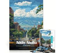 Jigsaw Puzzles for Adults 1000 Addis Ababa Ethiopia Cityscape Perfect Cut Fun Mind Exercise Toy Peaceful Play Fun Birthday Fun Gift (38x52cm)