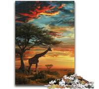 Jigsaw Puzzles for Adults 1000 African Grassland Giraffe Teenager Jigsaw,Challenging Game Toys Wall Decoration Unique Birthday And Xmas Gifts (38x26cm)