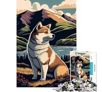 Jigsaw Puzzles for Adults 1000 Akita Inu In Nature Challenging To Complete Learning Educational DIY Toys for 14+ Puzzle Game Offered (38x52cm)