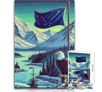 Jigsaw Puzzles for Adults 1000 Alaska Flag Eagle Toys Educational Games Wall Decoration Secret Santa Gifts Size 38x26cm