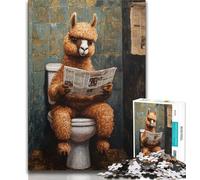 Jigsaw Puzzles for Adults 1000 Alpaca on The Toilet 1000 Pieces for Adults,Challenging Family Activity Games DIY Toy for Home Wall Decor Gifts 38x26cm