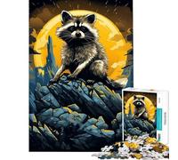 Jigsaw Puzzles for Adults 1000 Amazing Raccoon Fun Activities at Home A Work of Art Relaxing Games Suitable for People Aged 14 And Above (38x52cm)