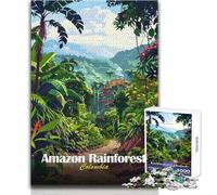 Jigsaw Puzzles for Adults 1000 Amazon Rainforest Colombia Illustration Toys Educational Games Wall Decoration Secret Santa Gifts Size 50x75cm