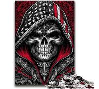 Jigsaw Puzzles for Adults 1000 American Flag Skull Adult Jigsaw,Fun Games Every Piece Is Unique - Challenging Family Fun Game (50x75cm)