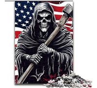 Jigsaw Puzzles for Adults 1000 American Flag Skull Challenging Puzzles Impossible Hard Challenge Toy for Teenagers (Size 26x38cm)