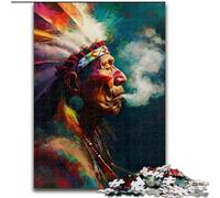 Jigsaw Puzzles for Adults 1000 American Indians Made of Wood, Making It A Great Gift for Family Fun 50x75cm Challenging Brain Teaser - Relaxing Toy for Teenagers