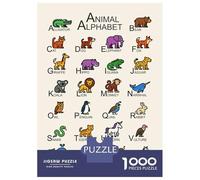 Jigsaw Puzzles for Adults 1000 Animal Alphabet Chart in English Puzzle for Adults Relaxing Games But Fun And Humorous Challenging To Complete 52x38cm/1000pcs