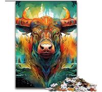 Jigsaw Puzzles for Adults 1000 Animal Buffalo Wooden Puzzles size 50x75cm for Mother'S Day, Birthdays, Christmas