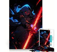Jigsaw Puzzles for Adults 1000 Anime Girl with Red Sword Perfect Cut Fun Mind Exercise Toy Peaceful Play Fun Birthday Fun Gift (38x26cm)