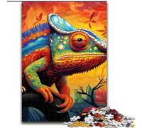 Jigsaw Puzzles for Adults 1000 Art Chameleon Made of Wood, Ideal for Family Fun, Relaxation 50x75cm Challenging & Entertaining, Family Activity