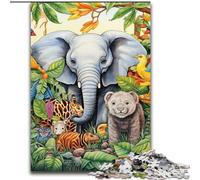 Jigsaw Puzzles for Adults 1000 Art Elephant Made of Wood, Ideal for Family Fun, Relaxation 50x75cm Challenging & Entertaining, Family Activity