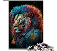 Jigsaw Puzzles for Adults 1000 Art Neon Lion Adult Jigsaw Puzzles 1000 Pieces for Teenagers Family Educational Games Home Decoration Gift (Size 26x38cm)
