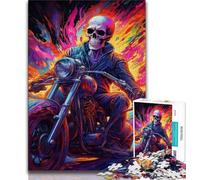 Jigsaw Puzzles for Adults 1000 Art Skull Motorcycle Puzzles for Teenagers,Challenging Game for The Whole for Women, Gifts for Men 75x50cm