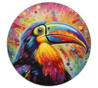 Jigsaw Puzzles for Adults 1000 Art Toucans Round Paper Jigsaw Puzzles Colorful Home Decor & Interactive Family Game, (67.5x67.5cm)