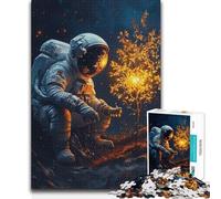 Jigsaw Puzzles for Adults 1000 Astronaut And Glowing Tree in Space Family Fun & Game Night Precision Cutting Educational Toy (size 50x75cm)