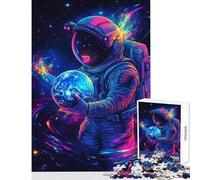 Jigsaw Puzzles for Adults 1000 Astronaut Holding Earth Educational Toy Art Work Gift Educational Game Artists' Collection, Fine Arts Size 50x75cm
