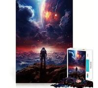 Jigsaw Puzzles for Adults 1000 Astronaut In Nebula Storm Perfect Cut Fun Mind Exercise Toy Peaceful Play Fun Birthday Fun Gift (38x52cm)