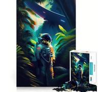 Jigsaw Puzzles for Adults 1000 Astronaut In The Jungle Perfect Cut Fun Mind Exercise Toy Peaceful Play Fun Birthday Fun Gift (38x26cm)