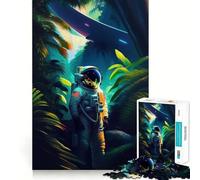 Jigsaw Puzzles for Adults 1000 Astronaut In The Jungle Perfect Cut Fun Mind Exercise Toy Peaceful Play Fun Birthday Fun Gift (38x52cm)