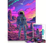 Jigsaw Puzzles for Adults 1000 Astronaut Lights Perfect Cut Fun Mind Exercise Toy Peaceful Play Fun Birthday Fun Gift (38x52cm)