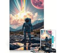 Jigsaw Puzzles for Adults 1000 Astronaut on Alien Planet Landscape Perfect Cut Fun Mind Exercise Toy Peaceful Play Fun Birthday Fun Gift (38x26cm)