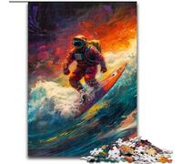Jigsaw Puzzles for Adults 1000 Astronaut Playing Surfing Difficult Puzzles for Adults size 50x75cm Family Activity, DIY Home Decor