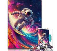 Jigsaw Puzzles for Adults 1000 Astronaut Surfing,Help The Brain Exercise Addictive Toys to Cultivate Patience Artists Collection,Fine Art (75x50cm)