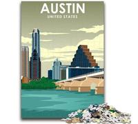 Jigsaw Puzzles for Adults 1000 Austin Texas Travel Poster Puzzles,Challenging Game Gifts for Is Ideal As A Gift for The Whole Family (26x38cm)
