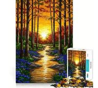 Jigsaw Puzzles for Adults 1000 Autumn Forest Path at Sunset Perfect Cut Fun Mind Exercise Toy Peaceful Play Fun Birthday Fun Gift (50x75cm)