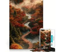 Jigsaw Puzzles for Adults 1000 Autumn Forest Path Perfect Cut Fun Mind Exercise Toy Peaceful Play Fun Birthday Fun Gift (50x75cm)